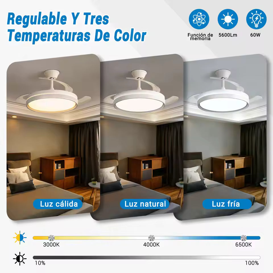 30W Motor DC Ventilador de Techo LED Reversible: 6 Velocidades, 38dB Silencioso, Control Remoto | Miravia Premium - AliExpress 6