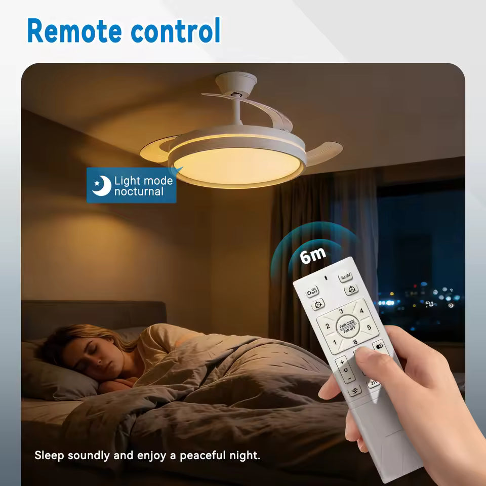 30W Motor DC Ventilador de Techo LED Reversible: 6 Velocidades, 38dB Silencioso, Control Remoto | Miravia Premium - AliExpress 6