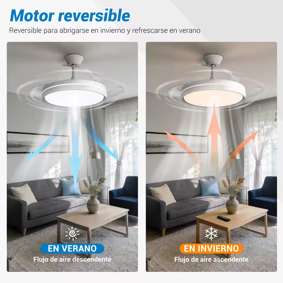 30W Motor DC Ventilador de Techo LED Reversible: 6 Velocidades, 38dB Silencioso, Control Remoto | Miravia Premium - AliExpress 6