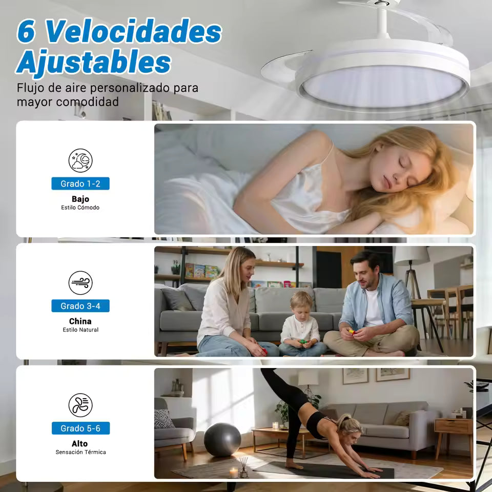 30W Motor DC Ventilador de Techo LED Reversible: 6 Velocidades, 38dB Silencioso, Control Remoto | Miravia Premium - AliExpress 6
