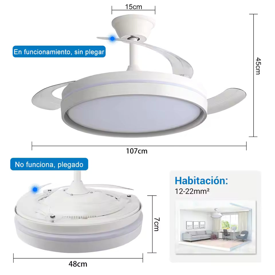 30W Motor DC Ventilador de Techo LED Reversible: 6 Velocidades, 38dB Silencioso, Control Remoto | Miravia Premium - AliExpress 6
