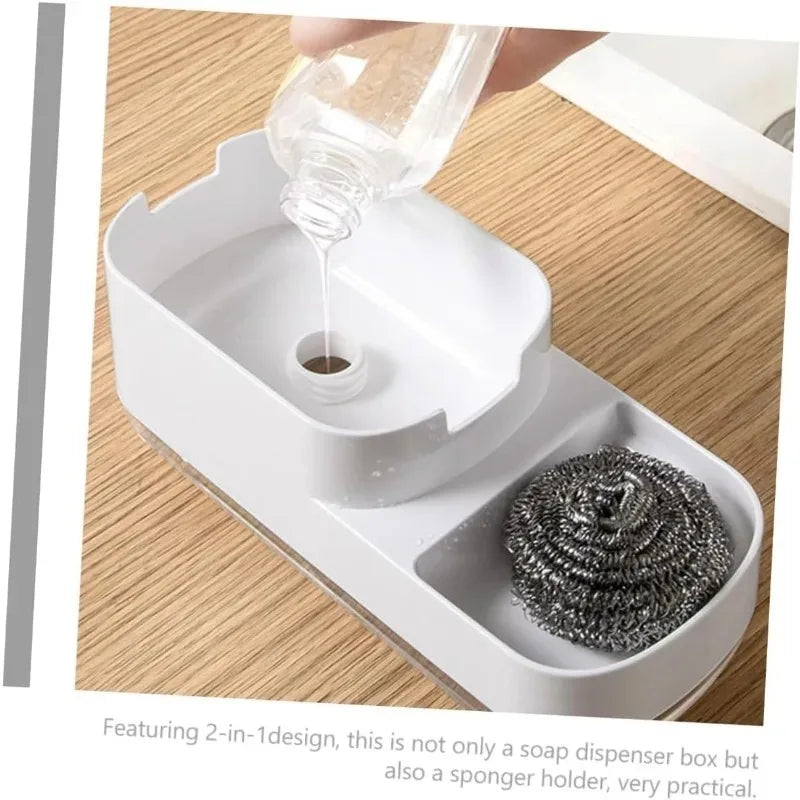 New 2 in 1 Plastic Dishwashing Soap Dispenser Countertop Soap Pump Dispenser Sink for Kitchen Bathroom Liquid Dish Soap Holder