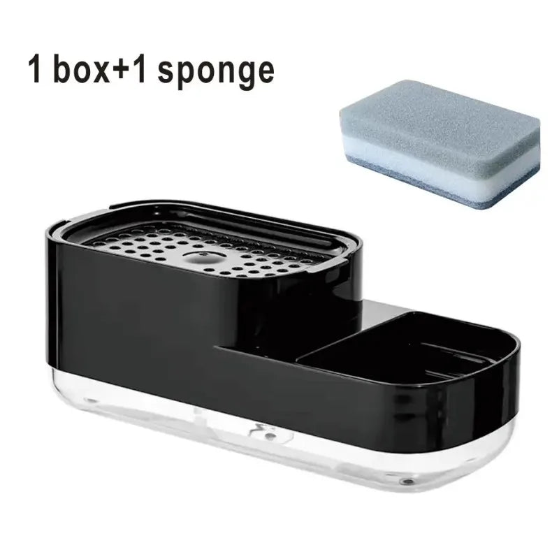 New 2 in 1 Plastic Dishwashing Soap Dispenser Countertop Soap Pump Dispenser Sink for Kitchen Bathroom Liquid Dish Soap Holder