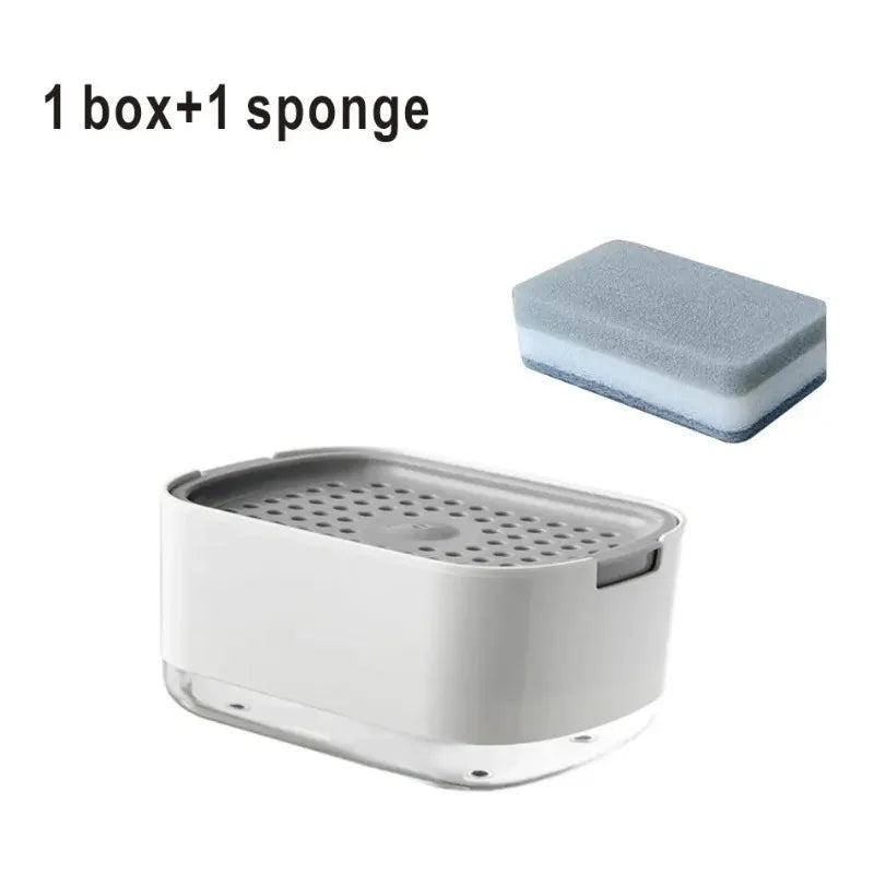 New 2 in 1 Plastic Dishwashing Soap Dispenser Countertop Soap Pump Dispenser Sink for Kitchen Bathroom Liquid Dish Soap Holder